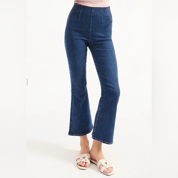 Veronica Beard Crosbie Wide Straight (Flare) Crop Leg High Rise Jeans 👖 Small - Picture 5 of 16